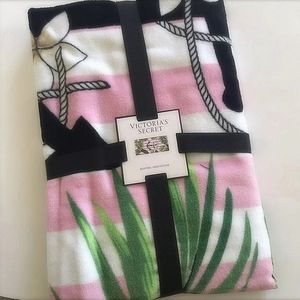 NWT Victoria's Secret Paradise Tropical Nautical Striped Beach Towel